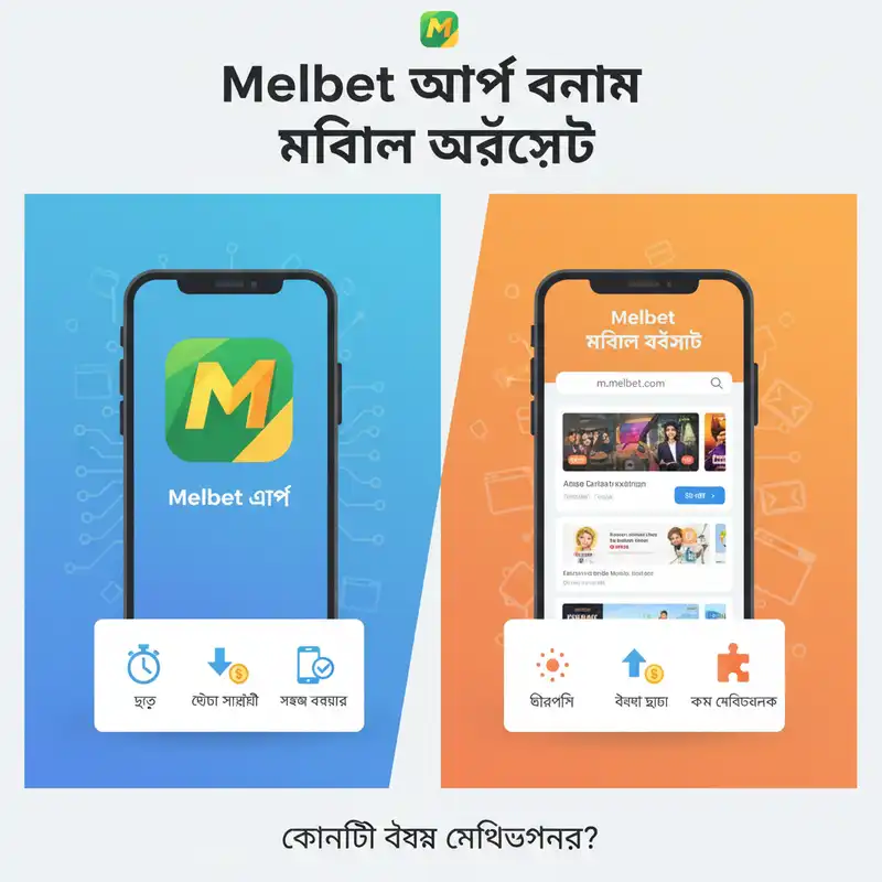 Melbet App vs Mobile Website Comparison Banner